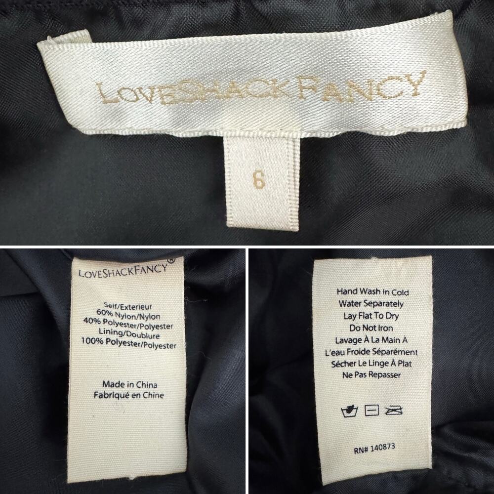 LoveShackFancy ​Brenaya Ruffle Flower Mini Bodycon Dress black size 6 - Picture 11 of 16